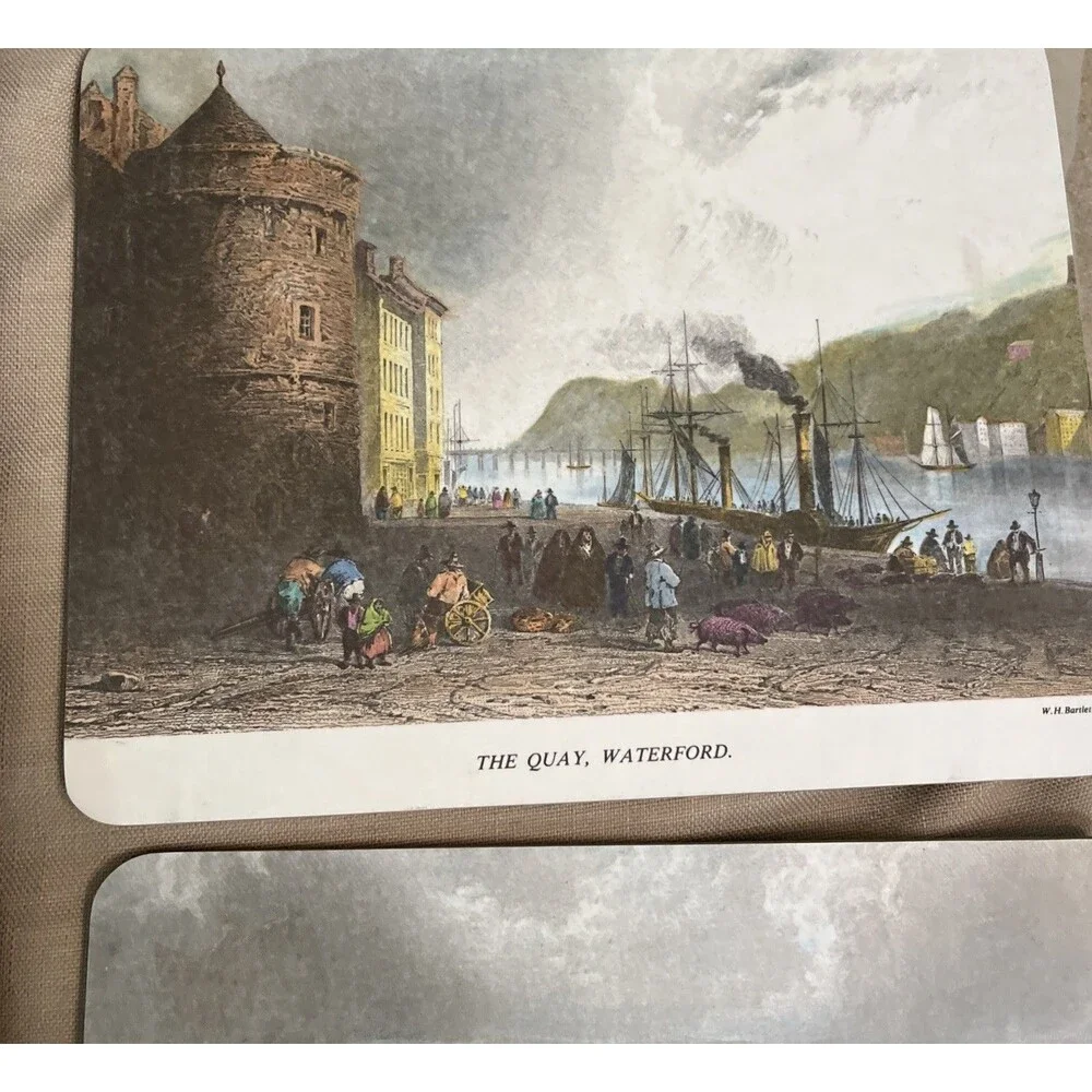 Vtg Irish Tablemats Whitecliff Set of 4 W.H. Bartlett Made in Ireland 9.5x7.5in